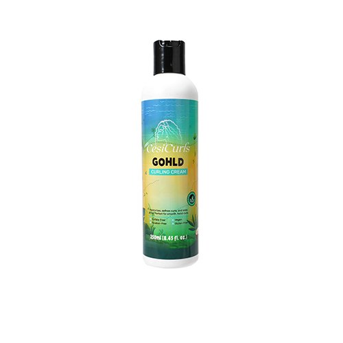 Tarro de la Crema para Rizos GOHLD de CesiCurls, vista frontal, línea Hemp Unity.